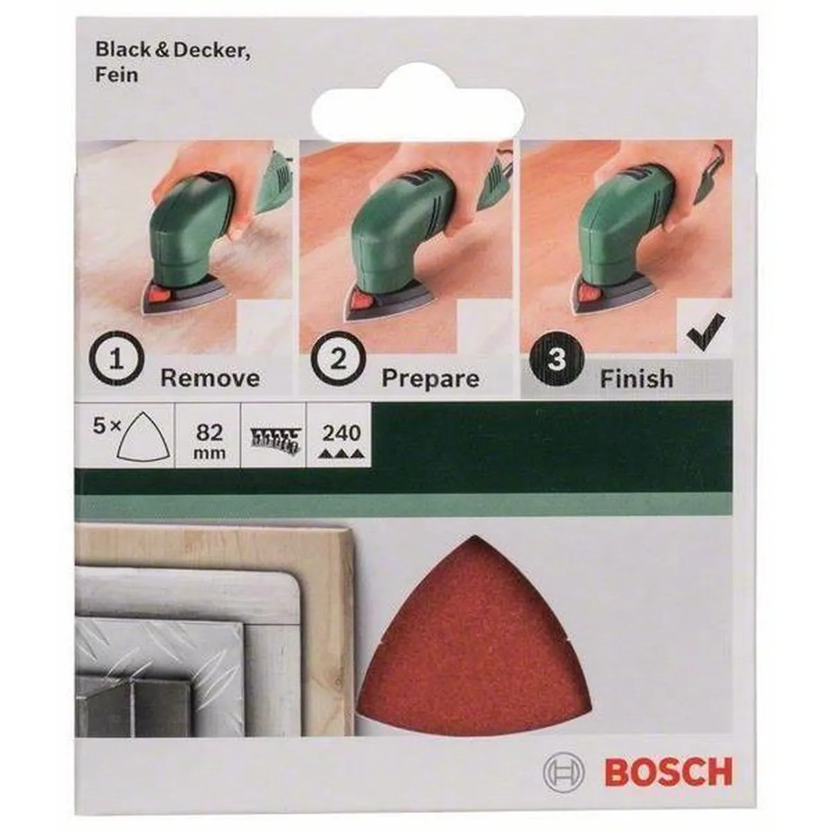 Bosch 5-delige Schuurbladset Deltaschuurmachine 82mm - Korrel 240