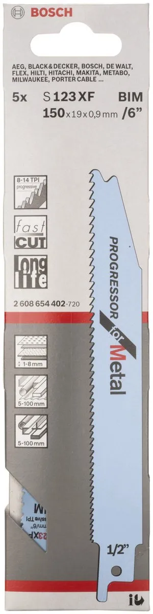 Bosch Reciprozaagblad S 123 XF Progressor Metaal - 1 Stuk