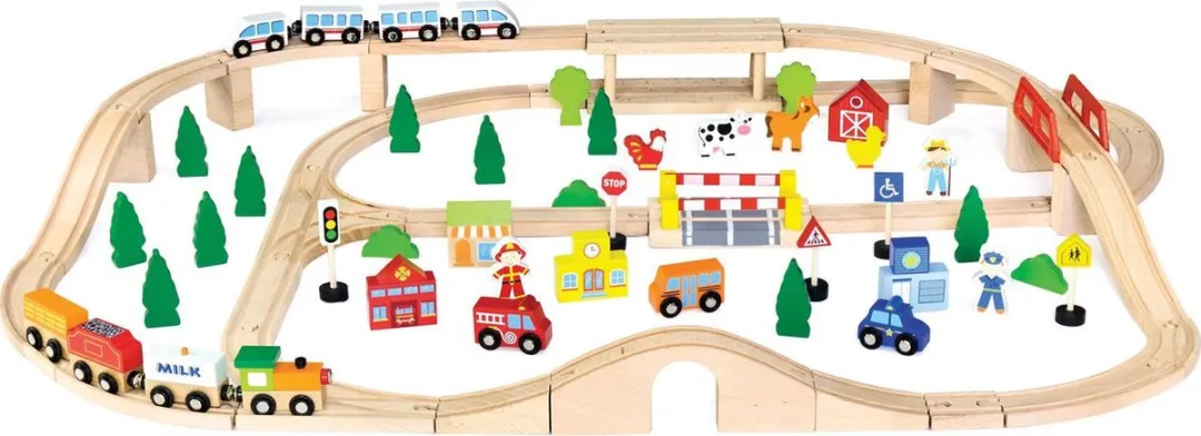 Viga Toys Houten Trein Set 90-delig