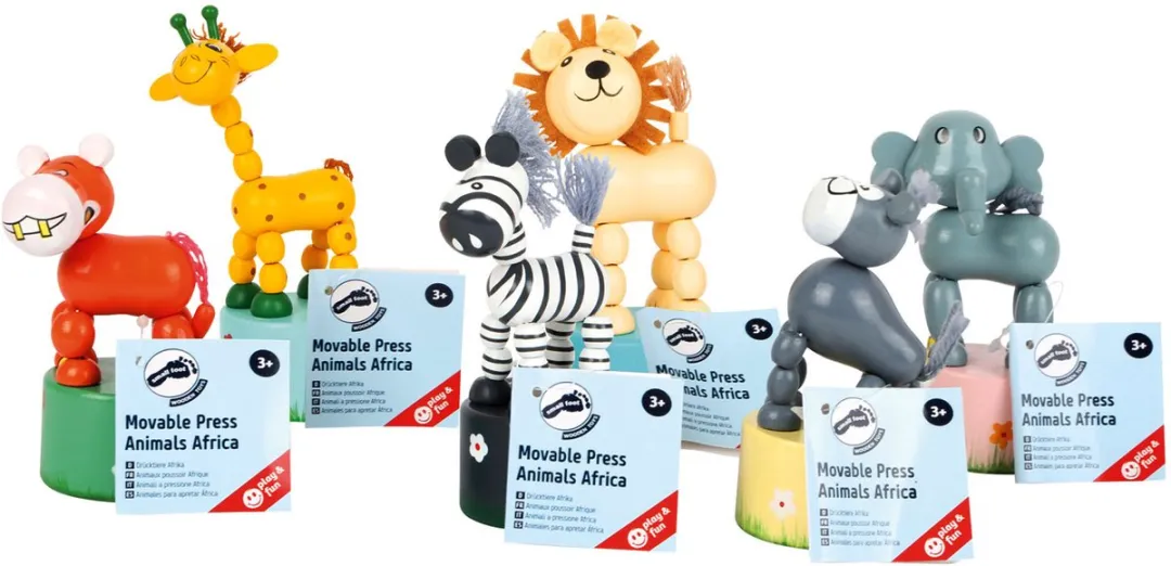 Small Foot Houten Drukfiguur Wilde Dieren Set 6-delig