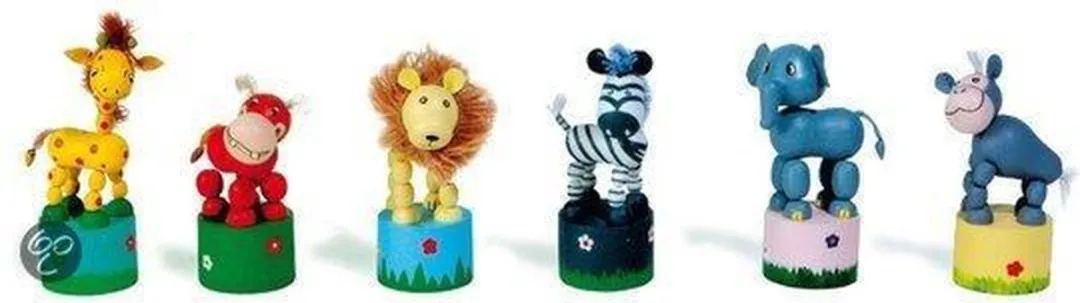 Small Foot Houten Drukfiguur Wilde Dieren Set 6-delig