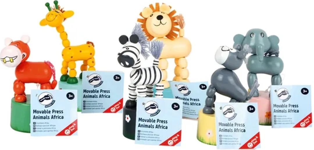Small Foot Houten Drukfiguur Wilde Dieren Set 6-delig