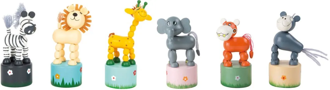 Small Foot Houten Drukfiguur Wilde Dieren Set 6-delig