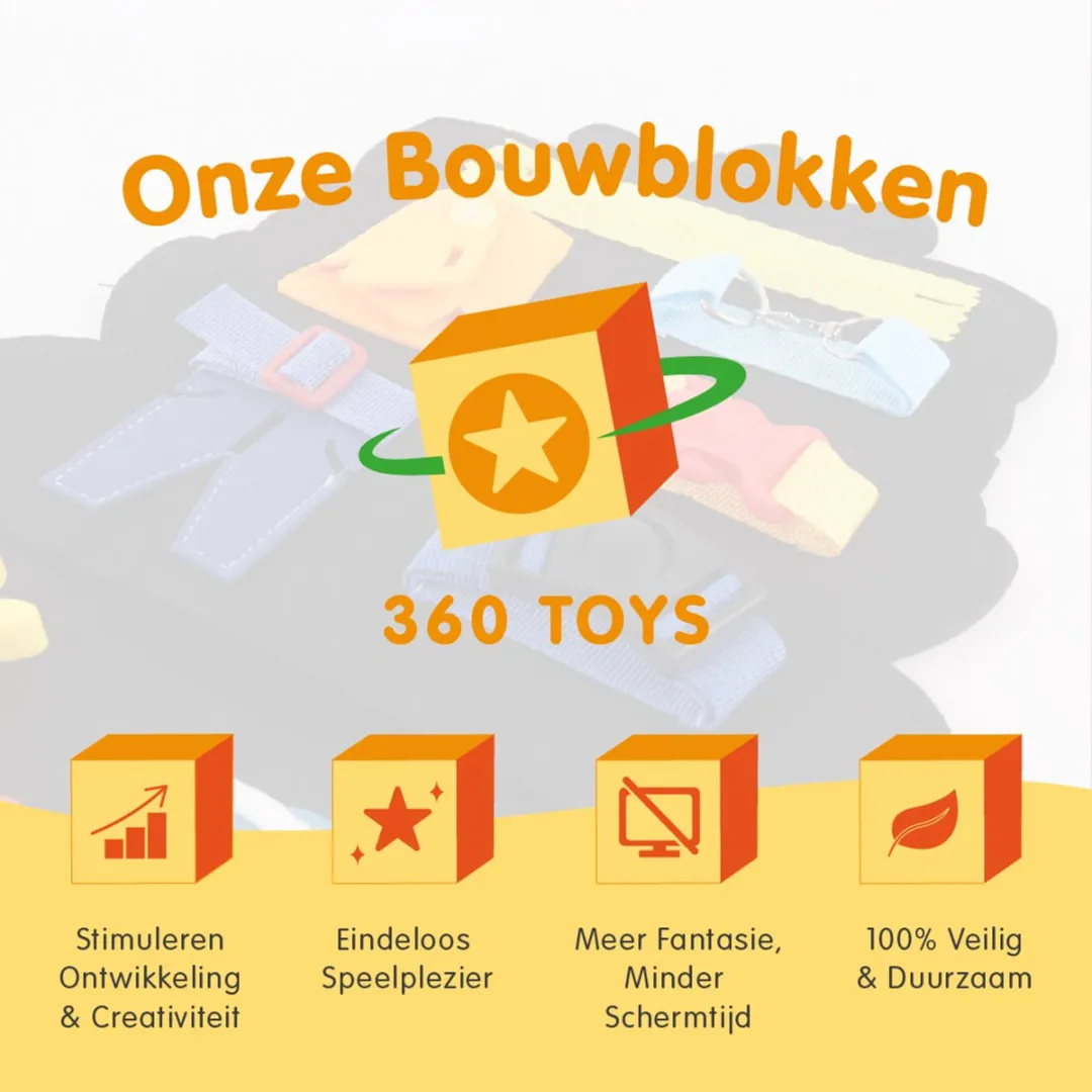 360 Toys® - Busy Board Tijger - Bevat 2 Speelvelden - STEM Speelgoed - Babyspeelgoed 6 maanden - Montessori Speelgoed