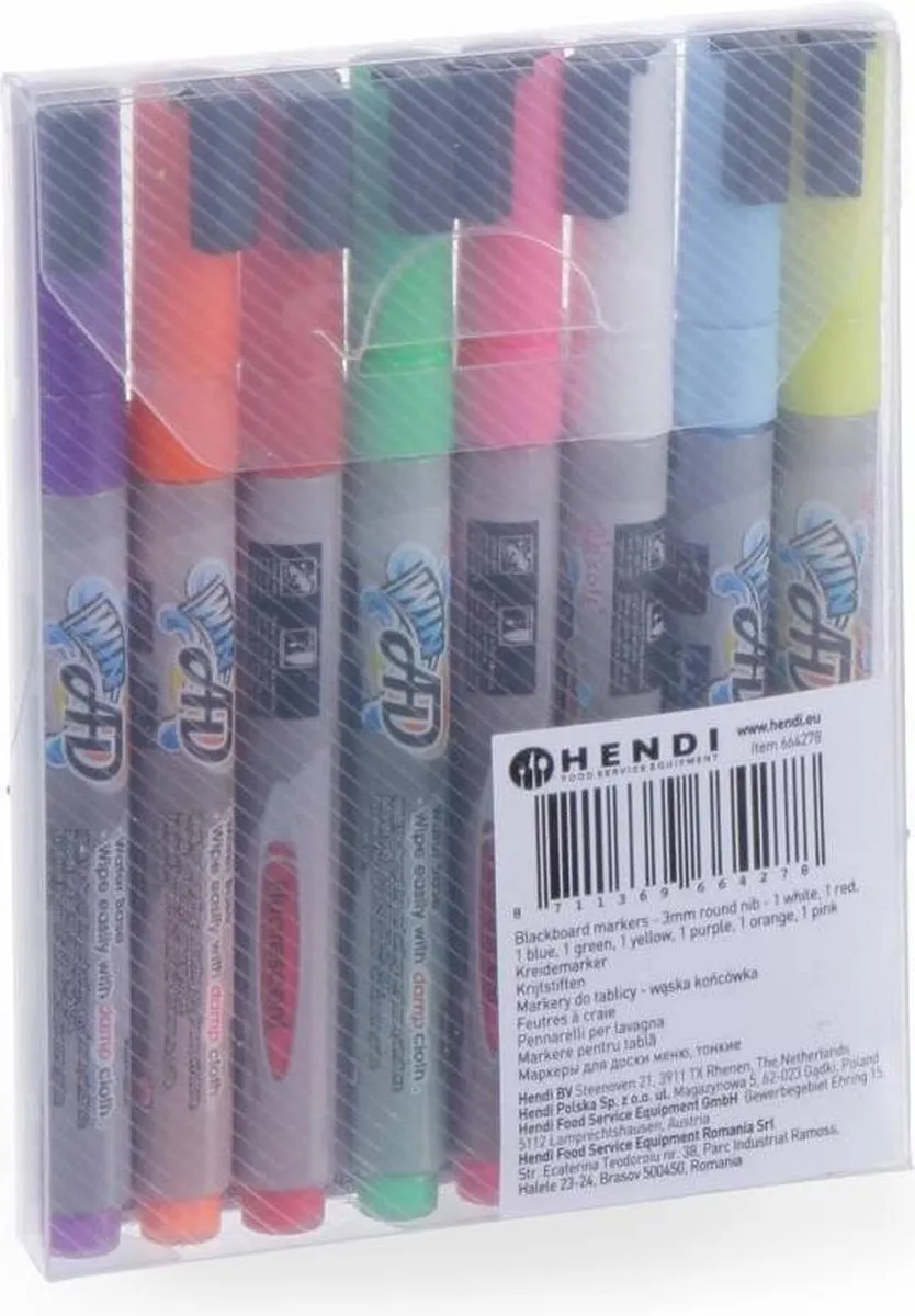 Hendi Krijtstiften Ronde Punt 3mm - 8 Kleuren