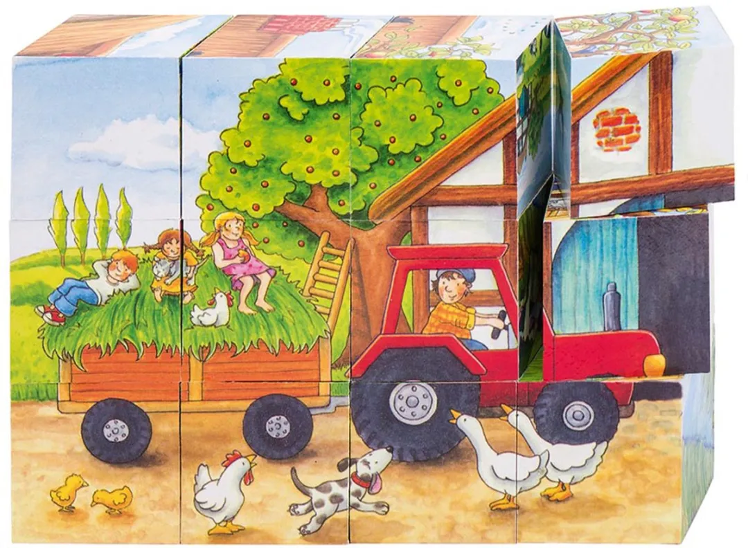 Goki Cube Puzzle Seasons on Farm 12 Stuks - Multicolor