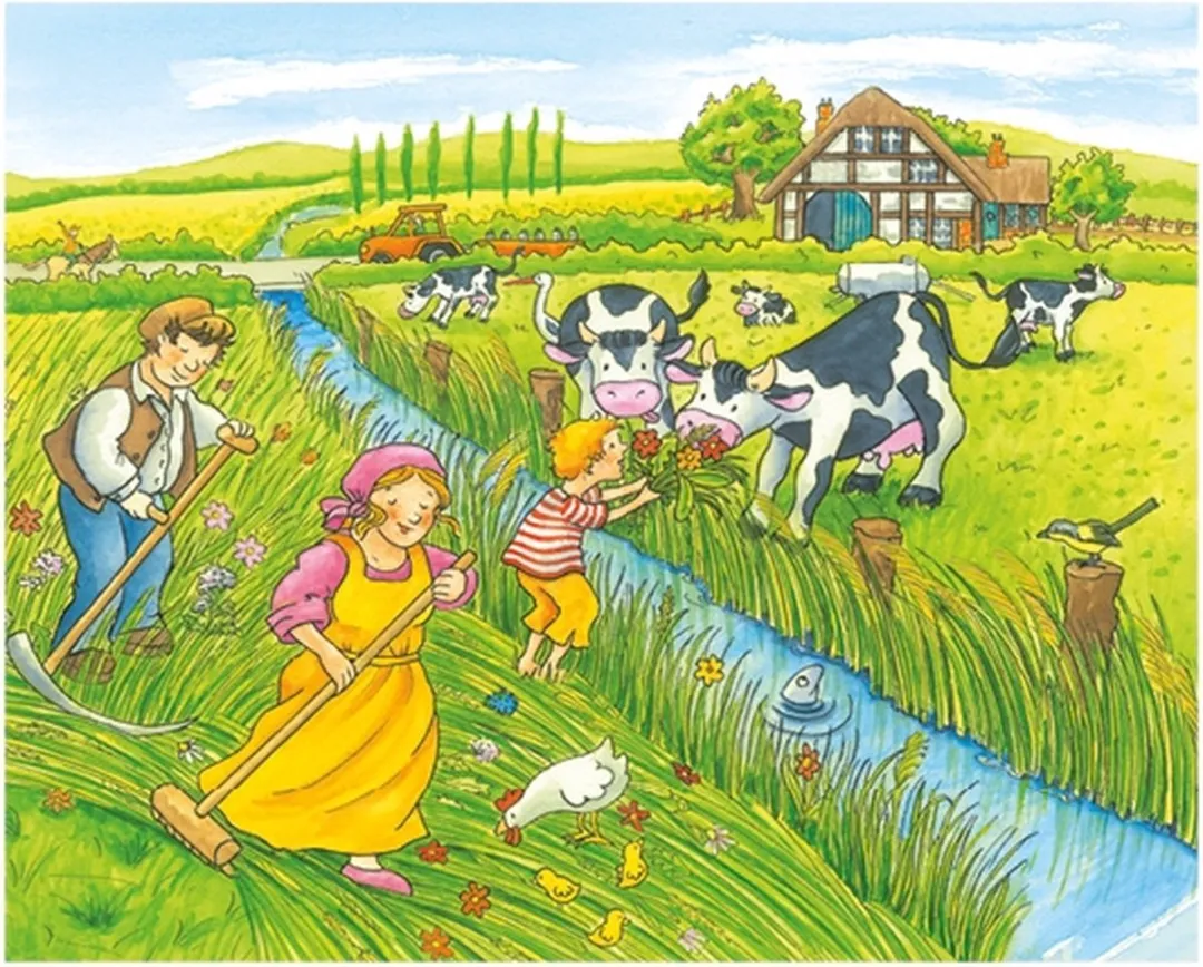 Goki Cube Puzzle Seasons on Farm 12 Stuks - Multicolor