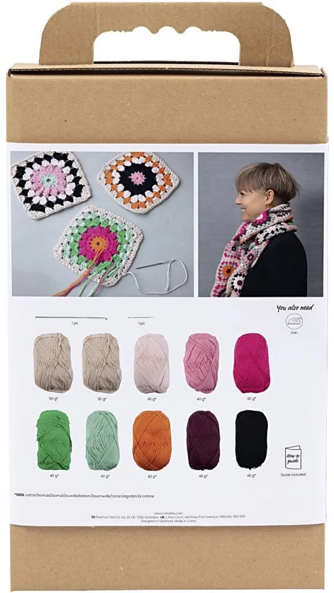 Creativ Company Hobbyset Sjaal Haken Warme Kleuren Granny Squares - Multicolor