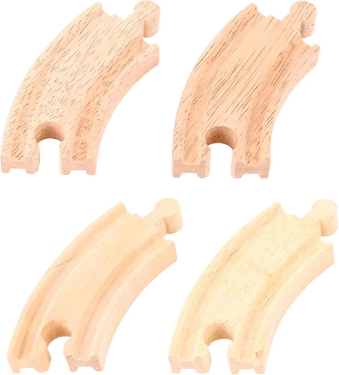 BIGJIGS Rail Houten Treinbaan Bochten 4 Stuks - Multi