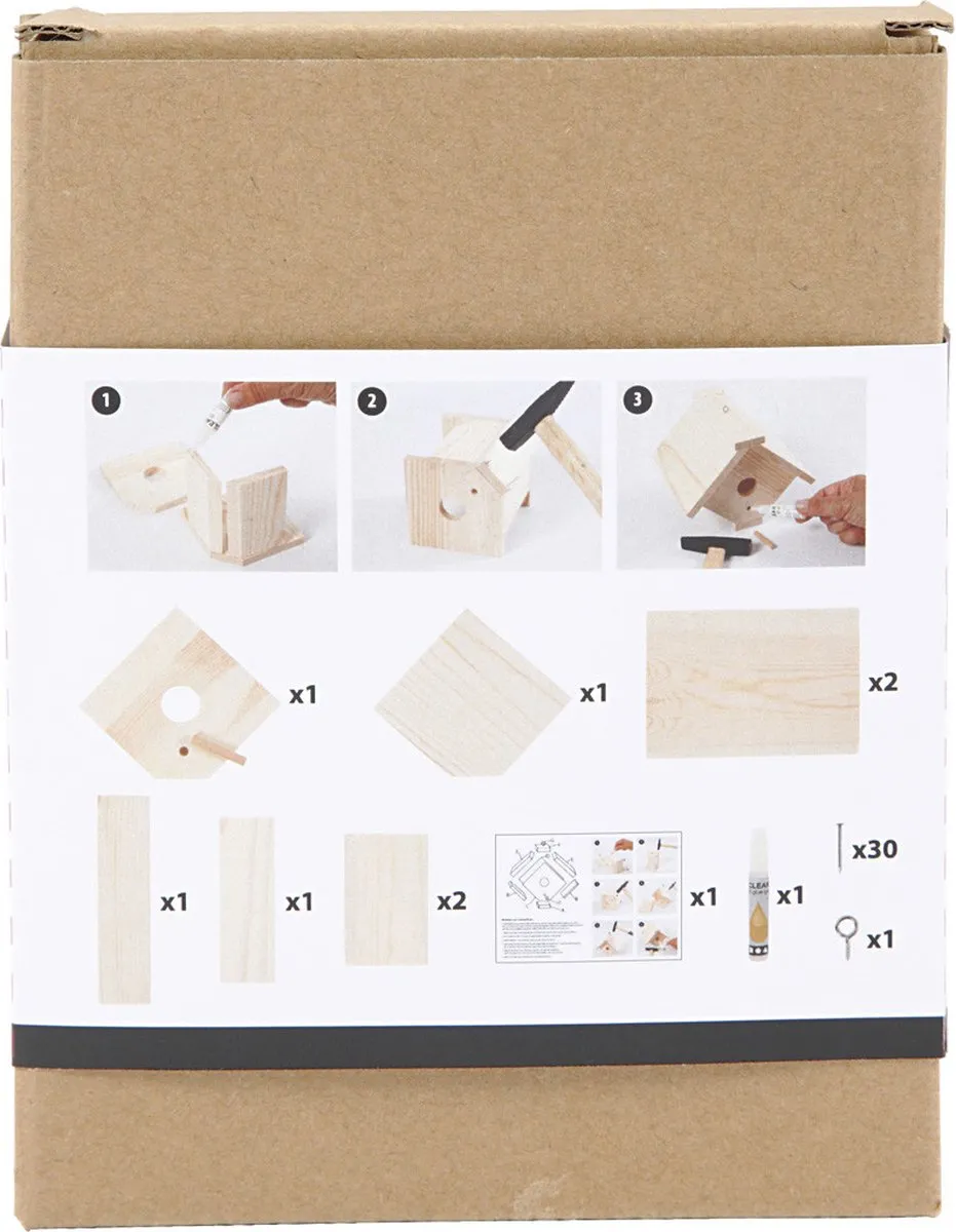 Creativ Company DIY Vogelhuis Grenen 16cm - Multicolor