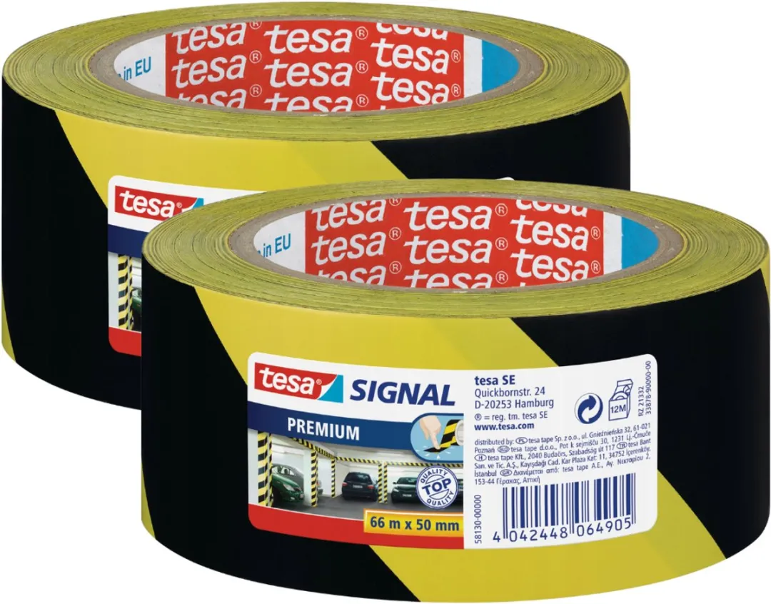 Tesa Premium Waarschuwingsband 66m x 50mm
