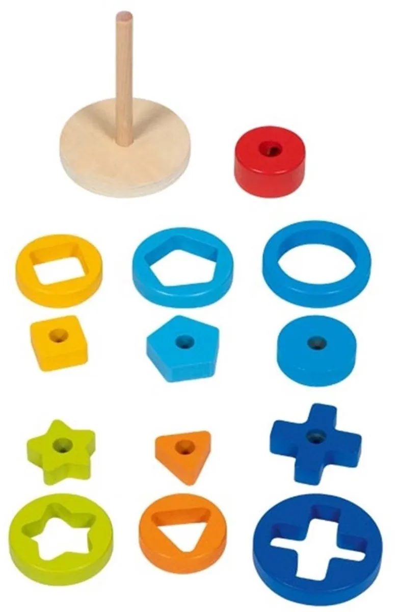 Goki GK58299 Vormenstapeltoren Houten Speelgoed - 6 Stuks - Multicolor