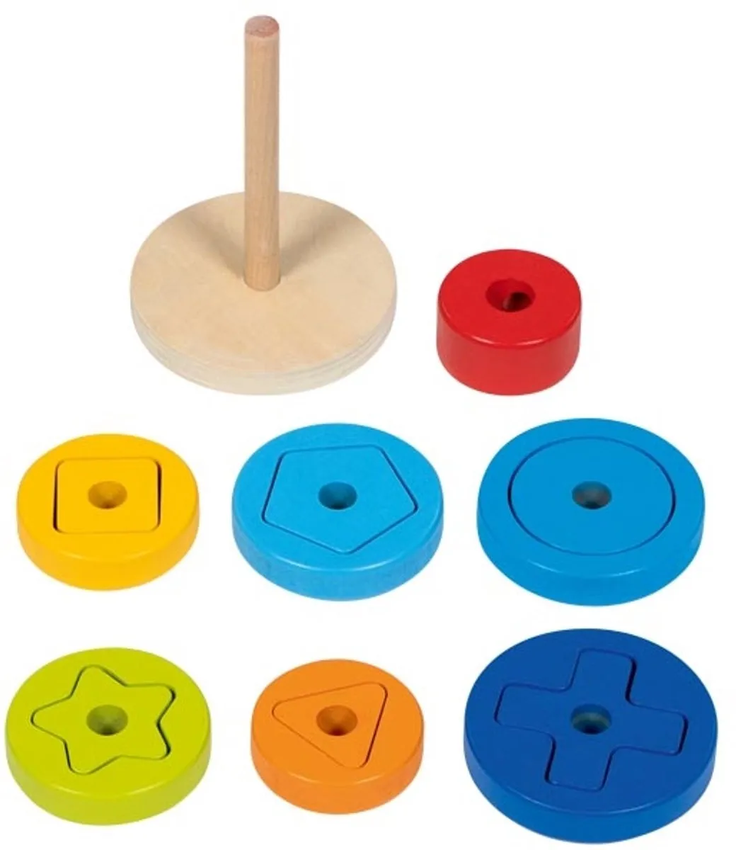 Goki GK58299 Vormenstapeltoren Houten Speelgoed - 6 Stuks - Multicolor