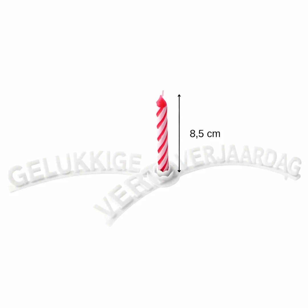 Fackelmann Happy Birthday Spiraalkaarsen Set - 8 Stuks + Houder - Multicolor