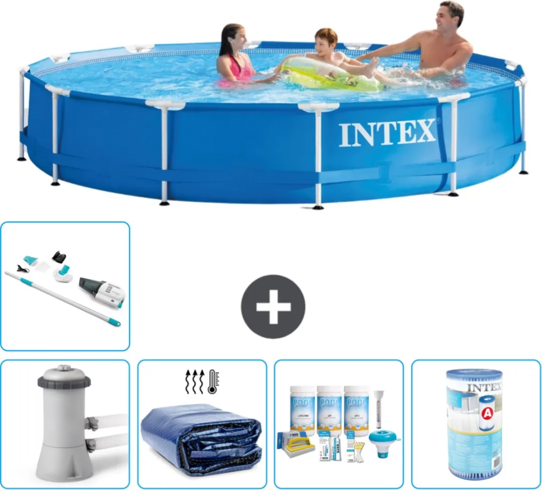 Intex 28212GN-Blauw Rond Frame Zwembad 366x76cm - Blauw