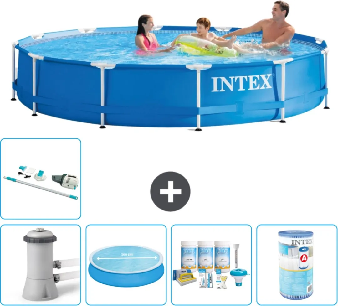 Intex 28212GN-Blauw Rond Frame Zwembad 366x76cm