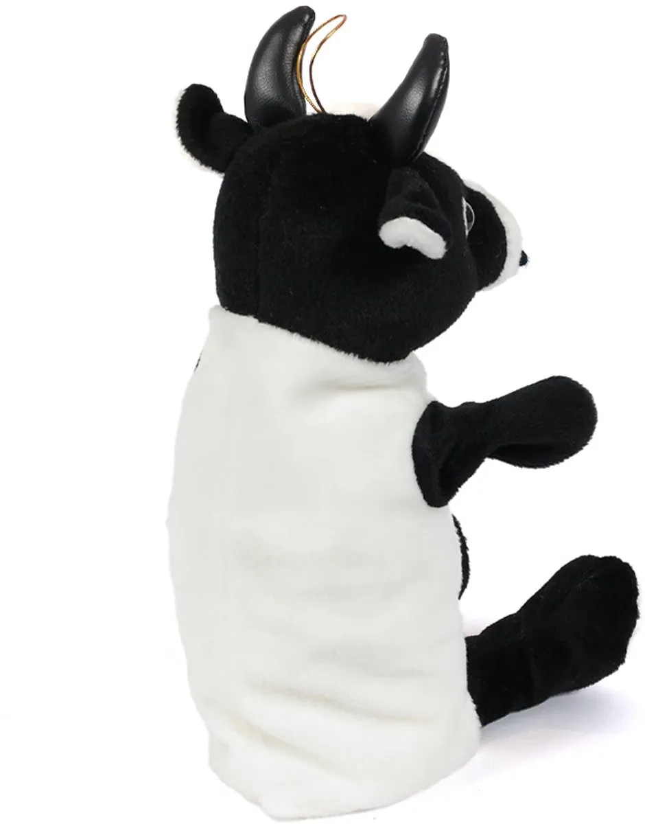 PIA Soft Toys Koe Handpop 30cm - Zwart/Wit
