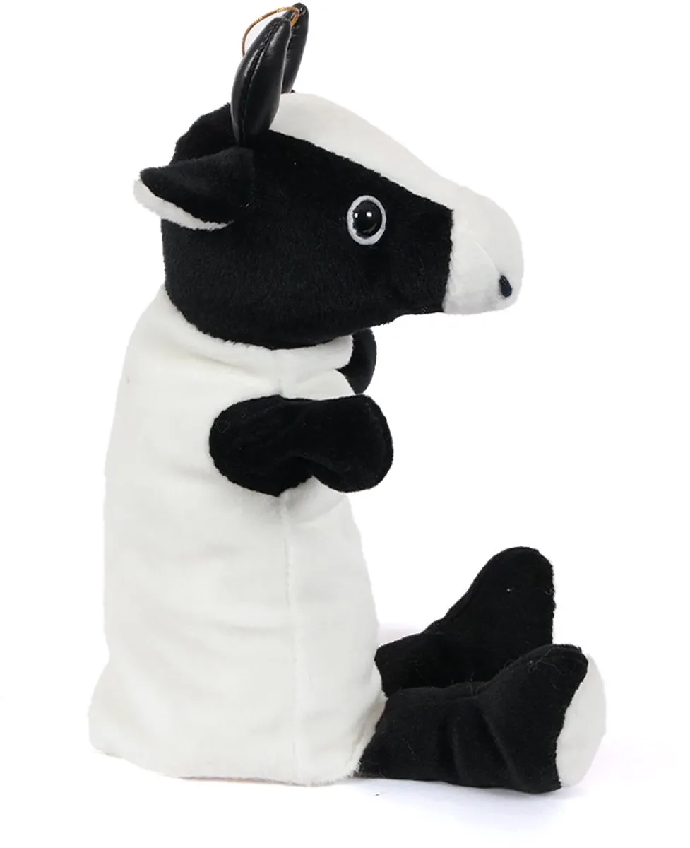 PIA Soft Toys Koe Handpop 30cm - Zwart/Wit