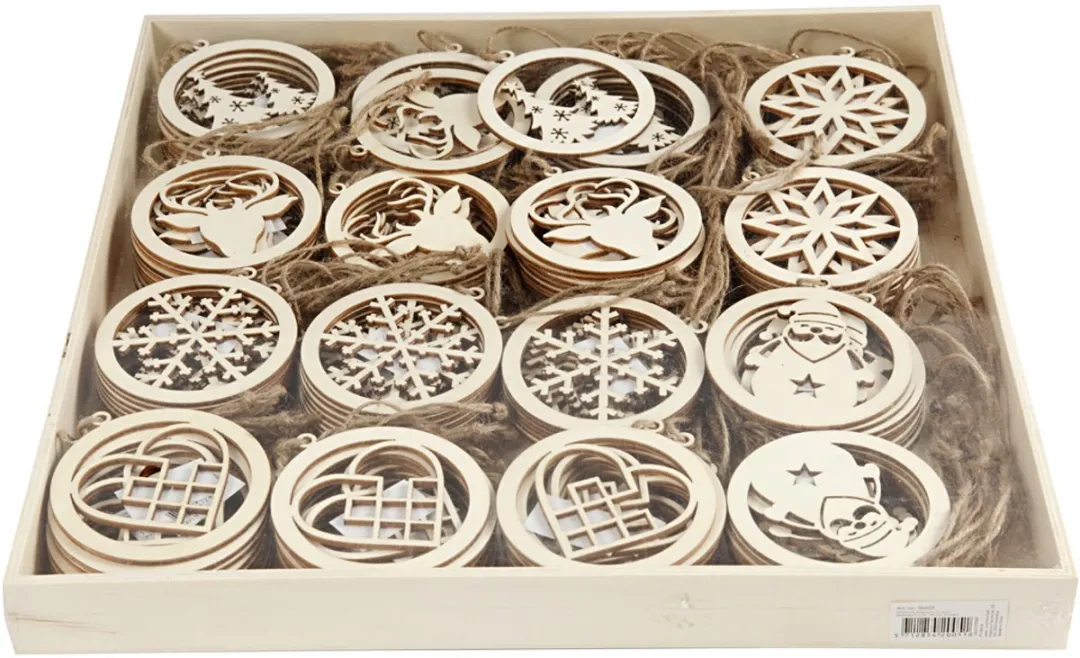 Creativ Company Houten Kerstornamenten - 144 Stuks