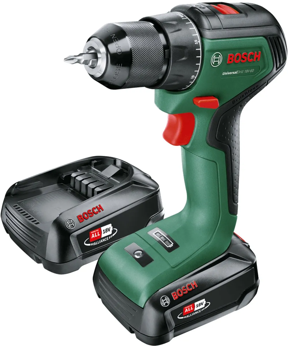 Bosch UniversalImpact 18V-60 - Accuklopboorschroevendraaier - Met 2x 18 V Li-Ion accu (2,0 Ah) en 1-uurslader