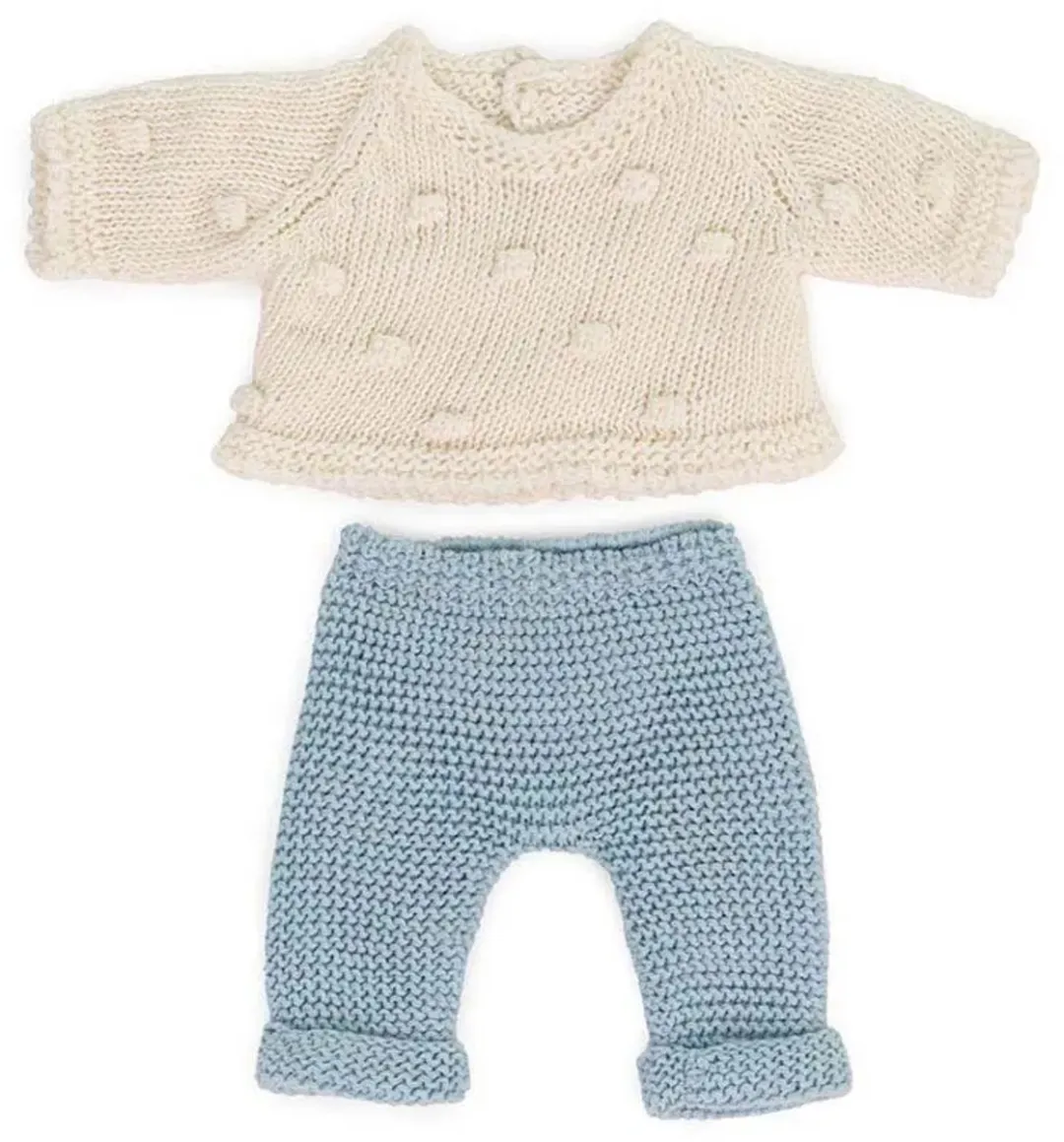 Miniland Kledingset 8231686 - Babypop - 21cm - Blauw/Wit