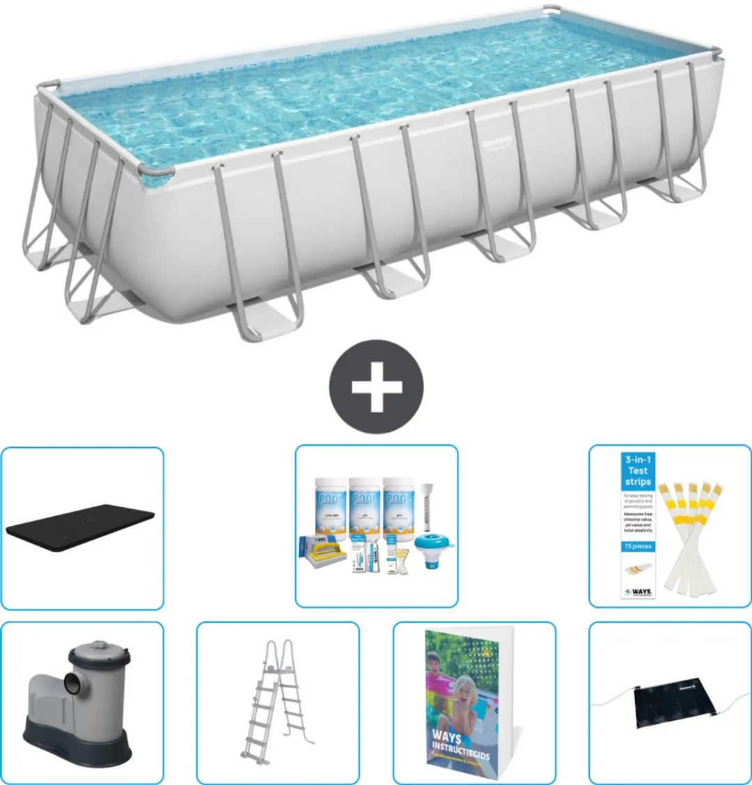 Bestway Power Steel Zwembad 640x274x132cm - 8-delig - Grijs