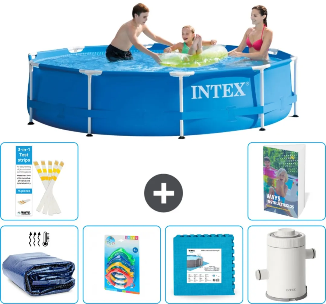Intex 28200NP-Blauw Rond Frame Zwembad 305x76cm - Blauw - 7-delig - afbeelding 2 van 6