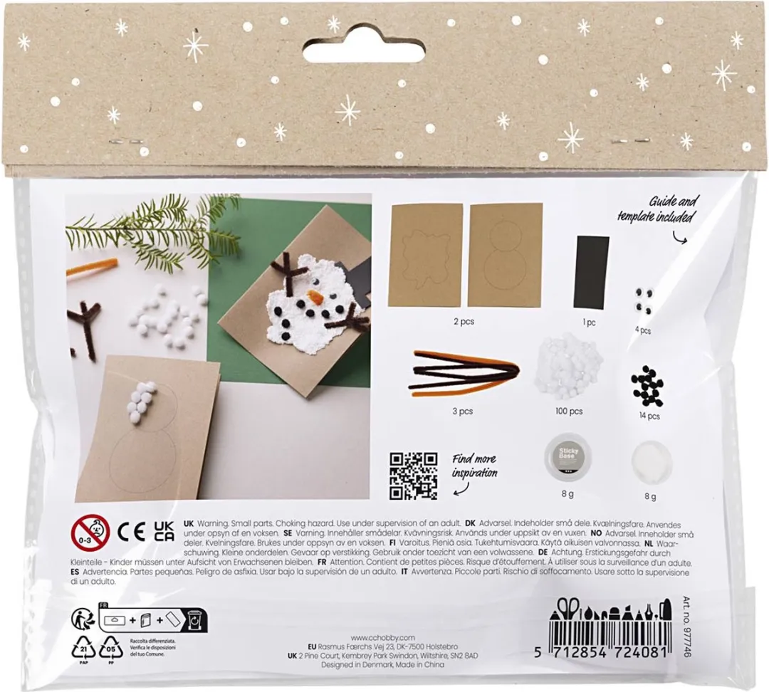 Creativ Company Mini Hobbyset Kerstkaarten Sneeuwpoppen - 4 Kleuren