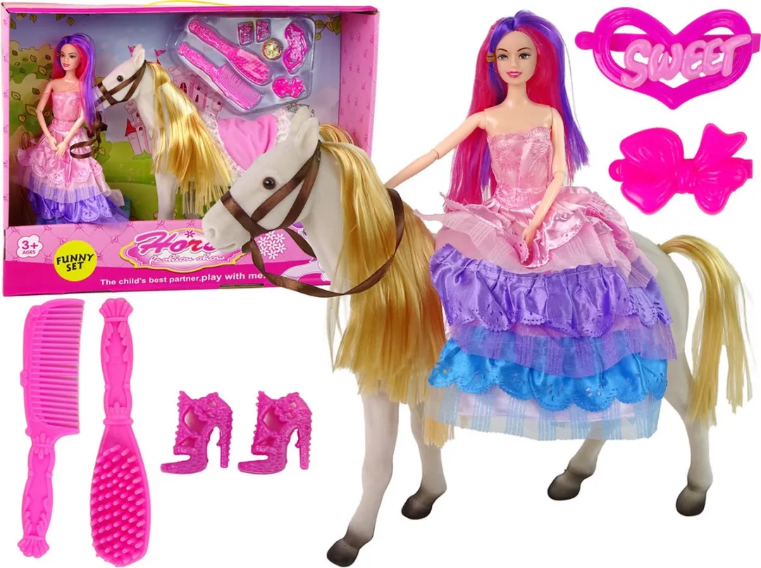 Lean Toys Speelgoed Paard met Prinsessenpop 30x4x10cm