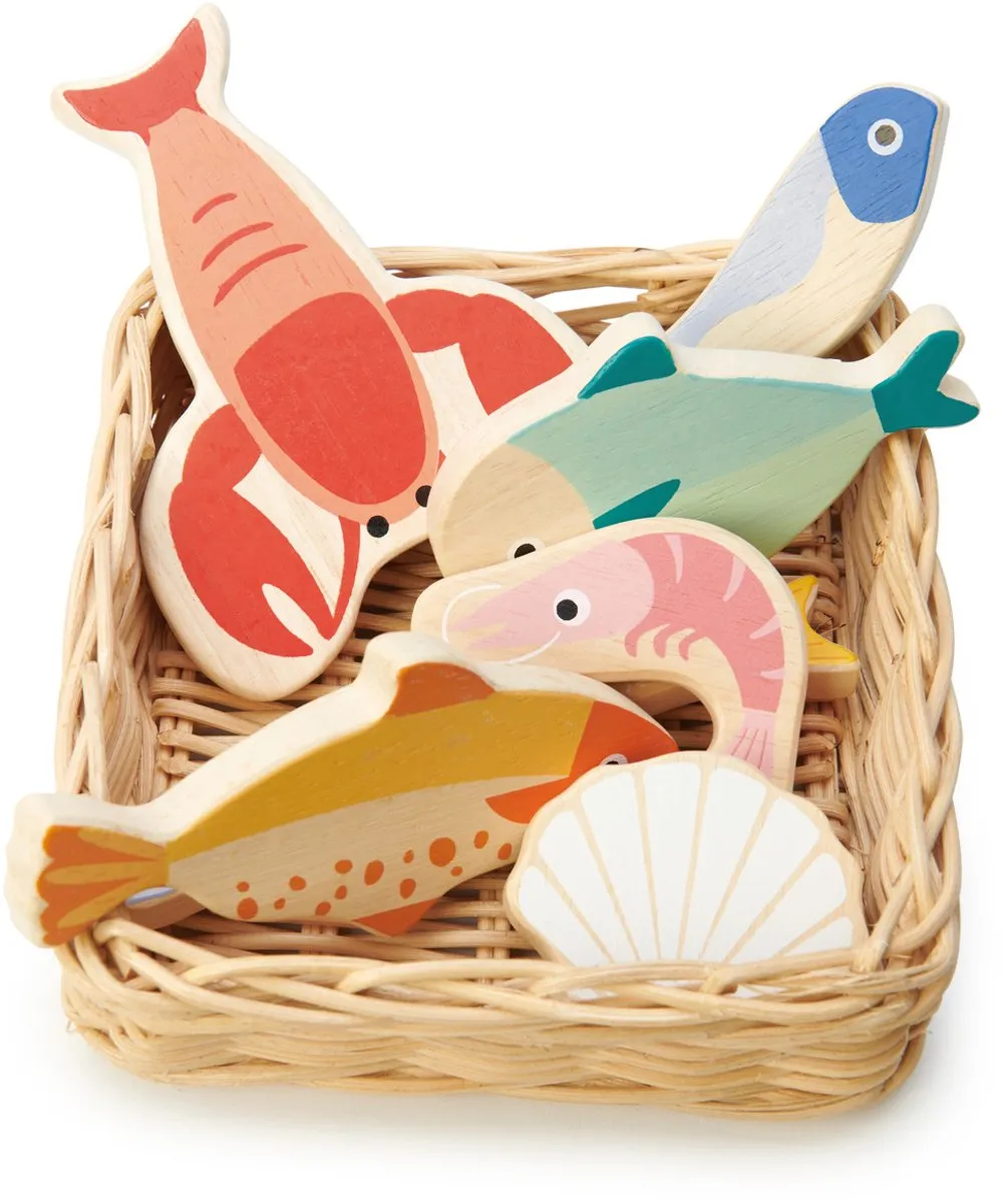 Tender Leaf Toys Mandje met Zeevruchten - Beige