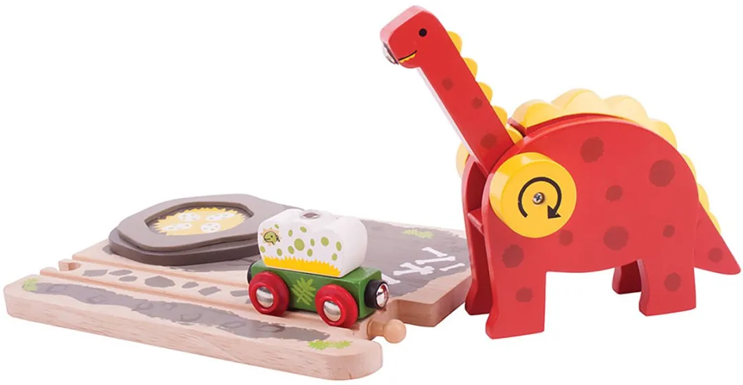 BIGJIGS Houten Dino Kraan 12-delig - Multi