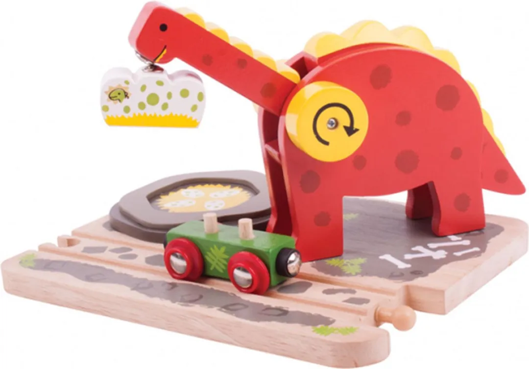 BIGJIGS Houten Dino Kraan 12-delig