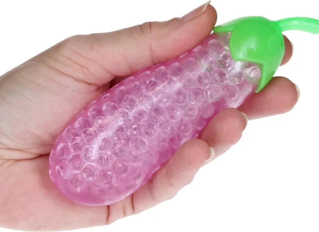 Jonotoys Waterparels Stressbal Set 2 Stuks - Komkommer & Aubergine