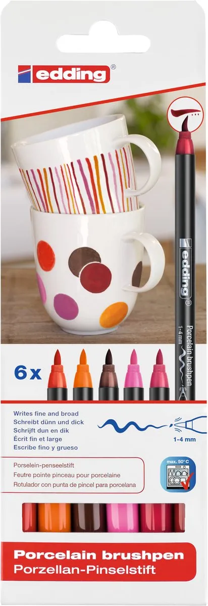edding 4200 Porseleinstiften Warme Kleuren - 6 Stuks