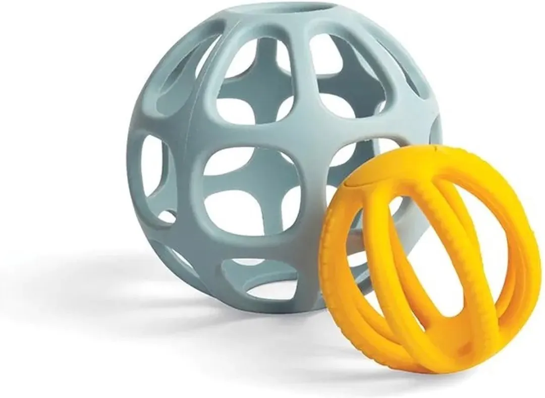 BIGJIGS Rubberen Activity Bal - Blauw