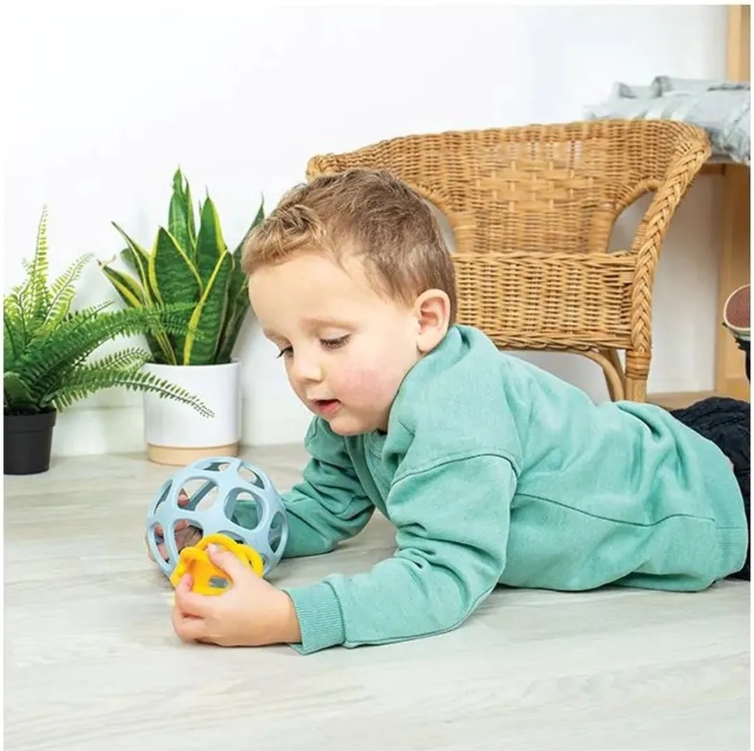 BIGJIGS Rubberen Activity Bal - Blauw