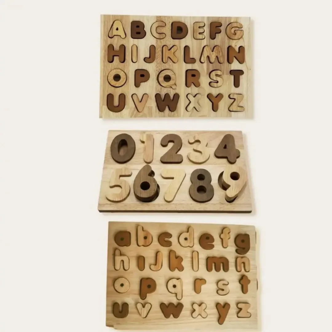 QToys Alfabet & Getallen Houten Puzzels - 3 Stuks - afbeelding 6 van 6