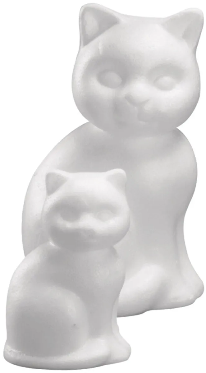 Rayher hobby Piepschuim Dierenfiguren Kat/Poes Wit - 3 Stuks