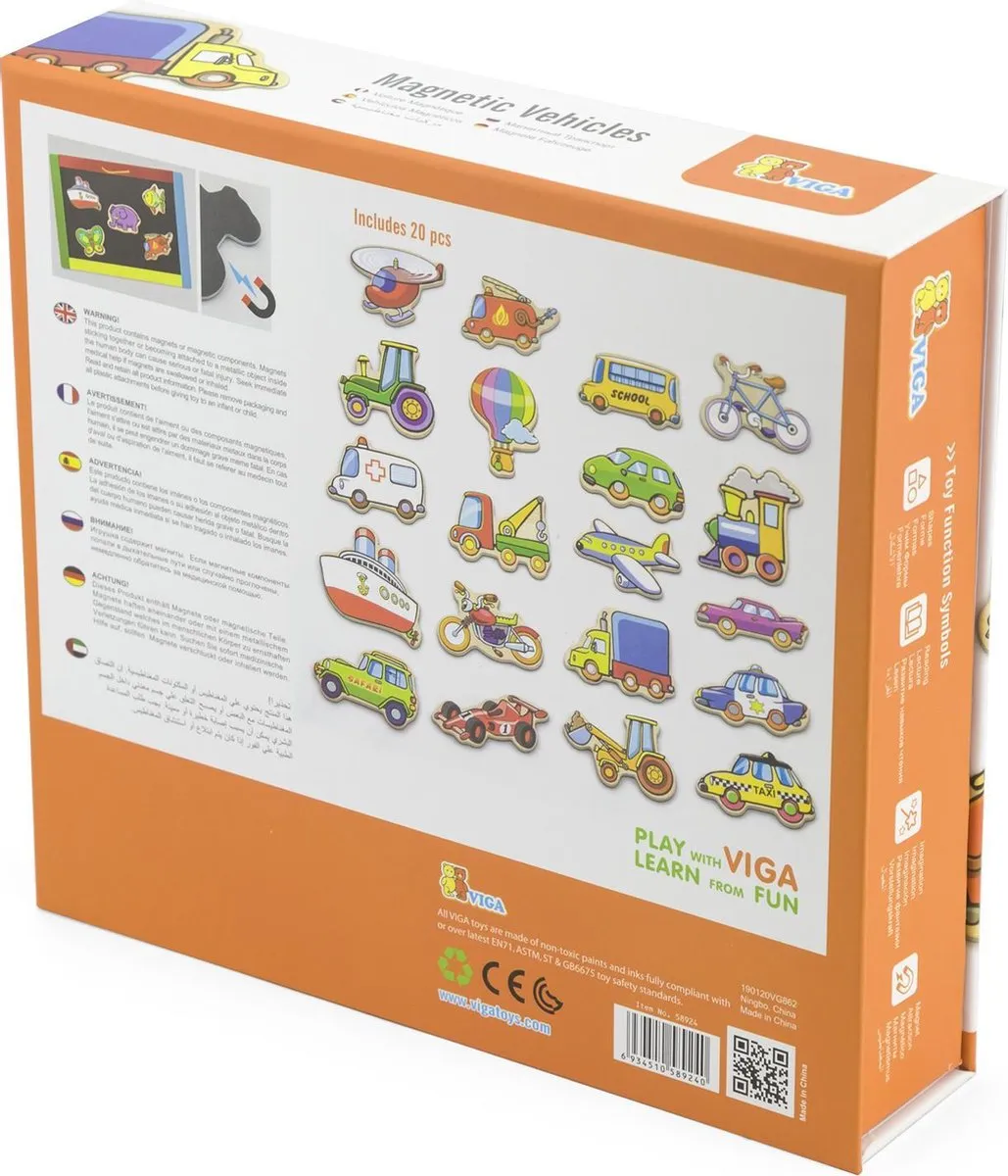 Vigatoys Magnetische Voertuigen 58924 - 20 Stuks Multicolor
