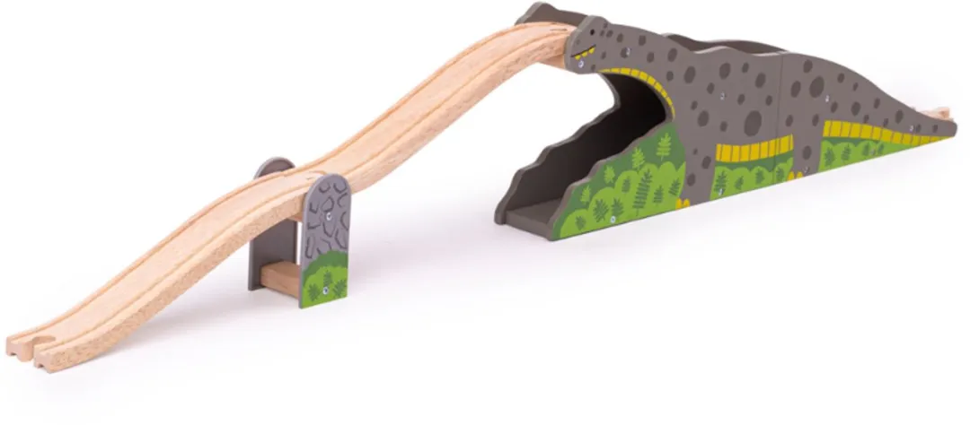 BIGJIGS Houten Dino Brug 2-delig - Grijs