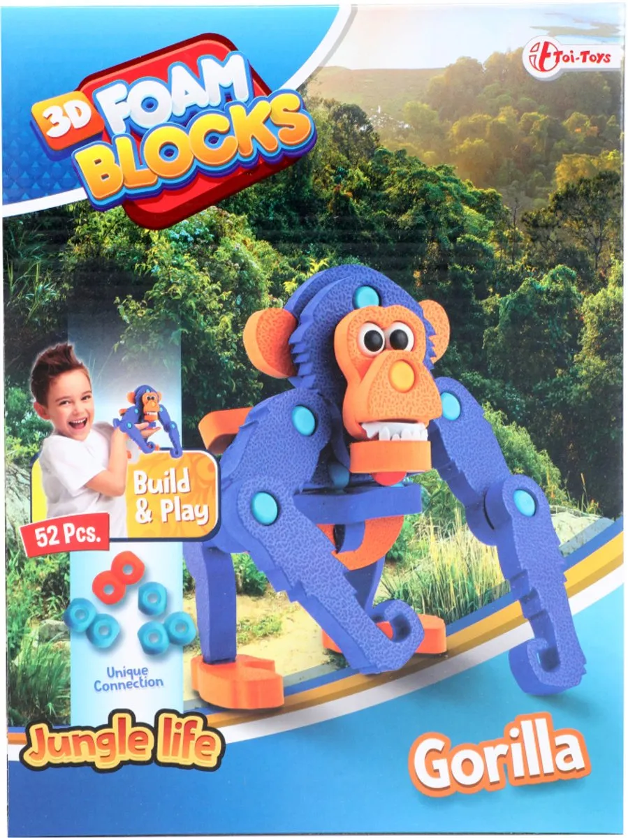 Toi-Toys 3D Puzzel Constructiefoam Aap 59-delig - Blauw