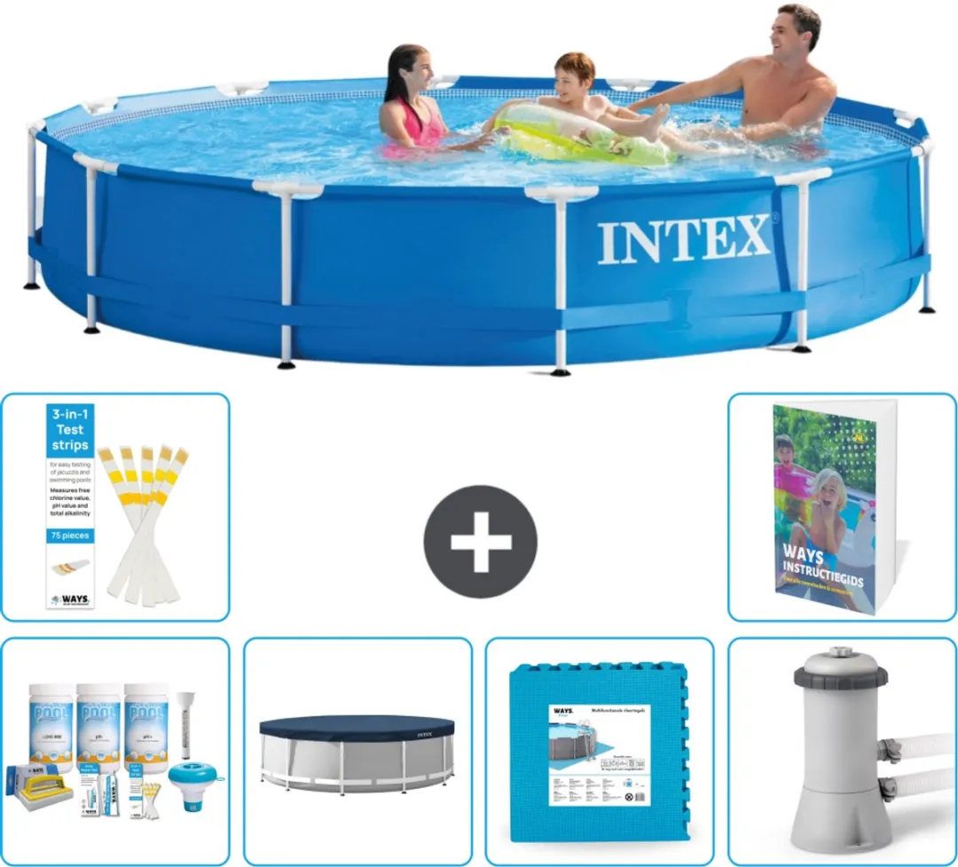 Intex 28210NP-Blauw Rond Frame Zwembad 366x76cm