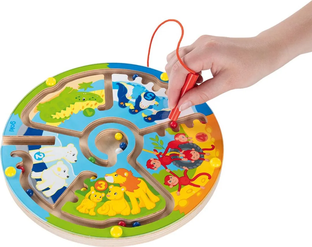 Goki Behendigheidsspel Leren Telllen in de Zoo 23cm - Magnetisch Hout - 2+