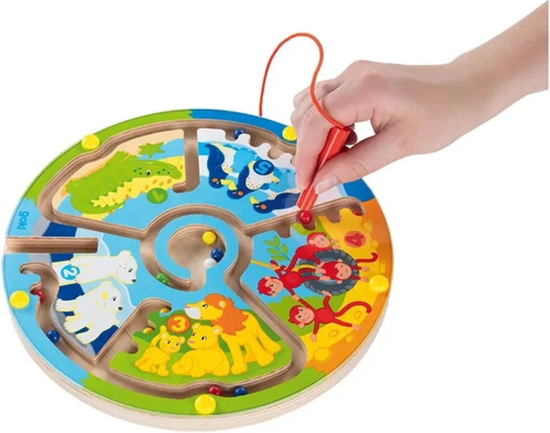 Goki Behendigheidsspel Leren Telllen in de Zoo 23cm - Magnetisch Hout - 2+