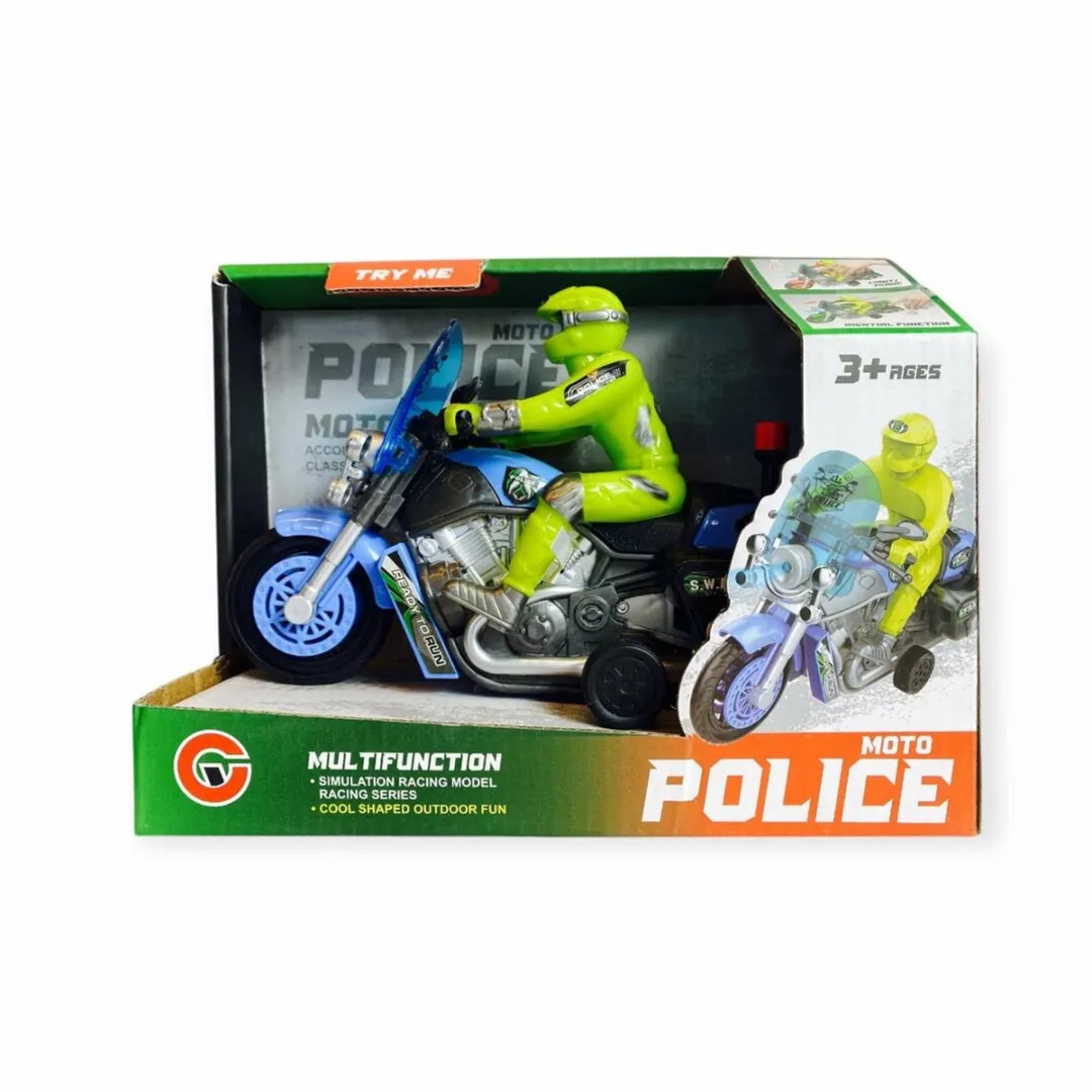 698 Jian Sheng Motor Police 9867-1C Speelgoed Politiemotor - Groen/Blauw