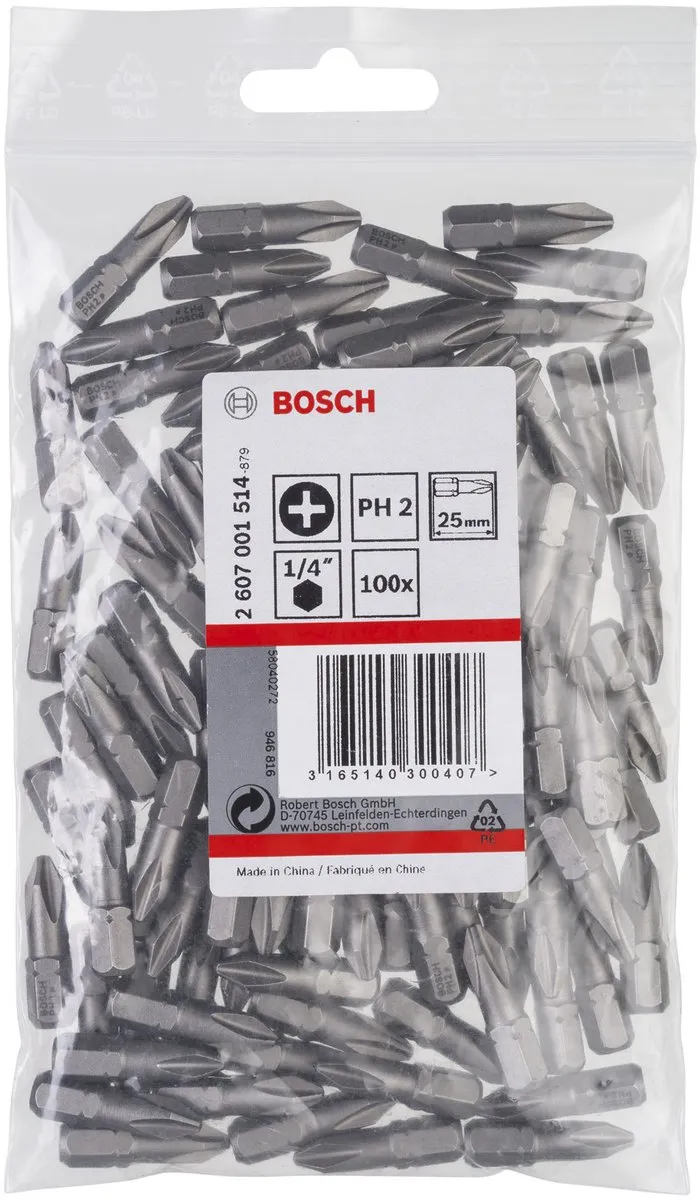 Bosch Bit PH2 Extrahard Metaal - 3 Stuks
