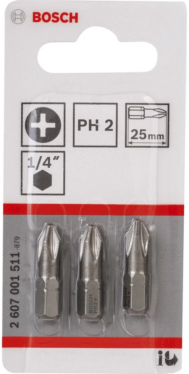 Bosch Bit PH2 Extrahard Metaal - 3 Stuks
