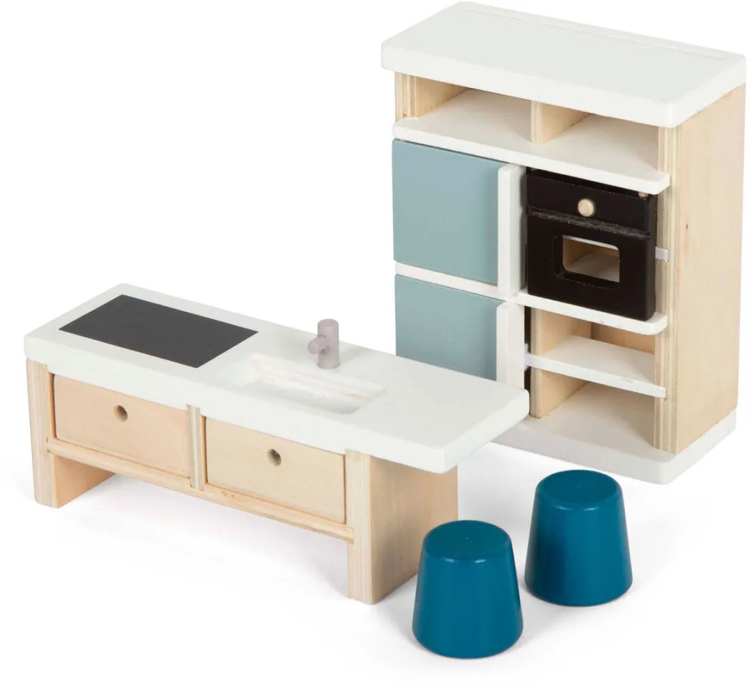 Small Foot Houten Poppenhuis Keuken - 9 Meubels - Multicolor
