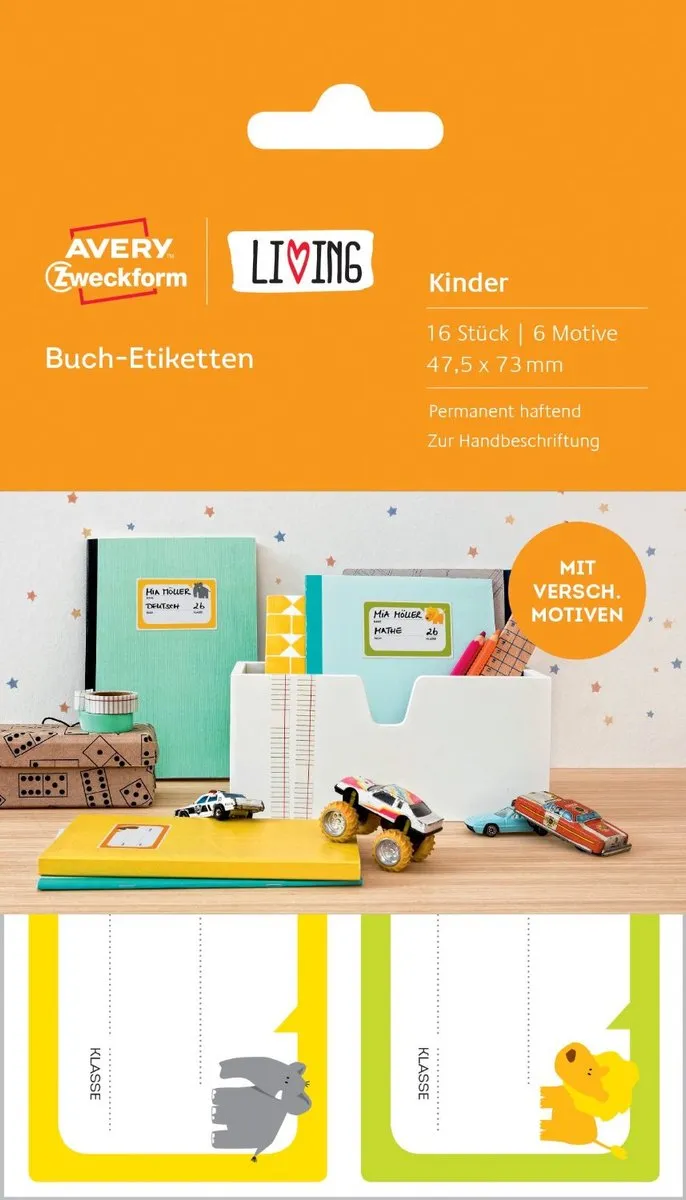 Avery Living Kinder Boeketiketten 16x - 47,5x73mm Wit
