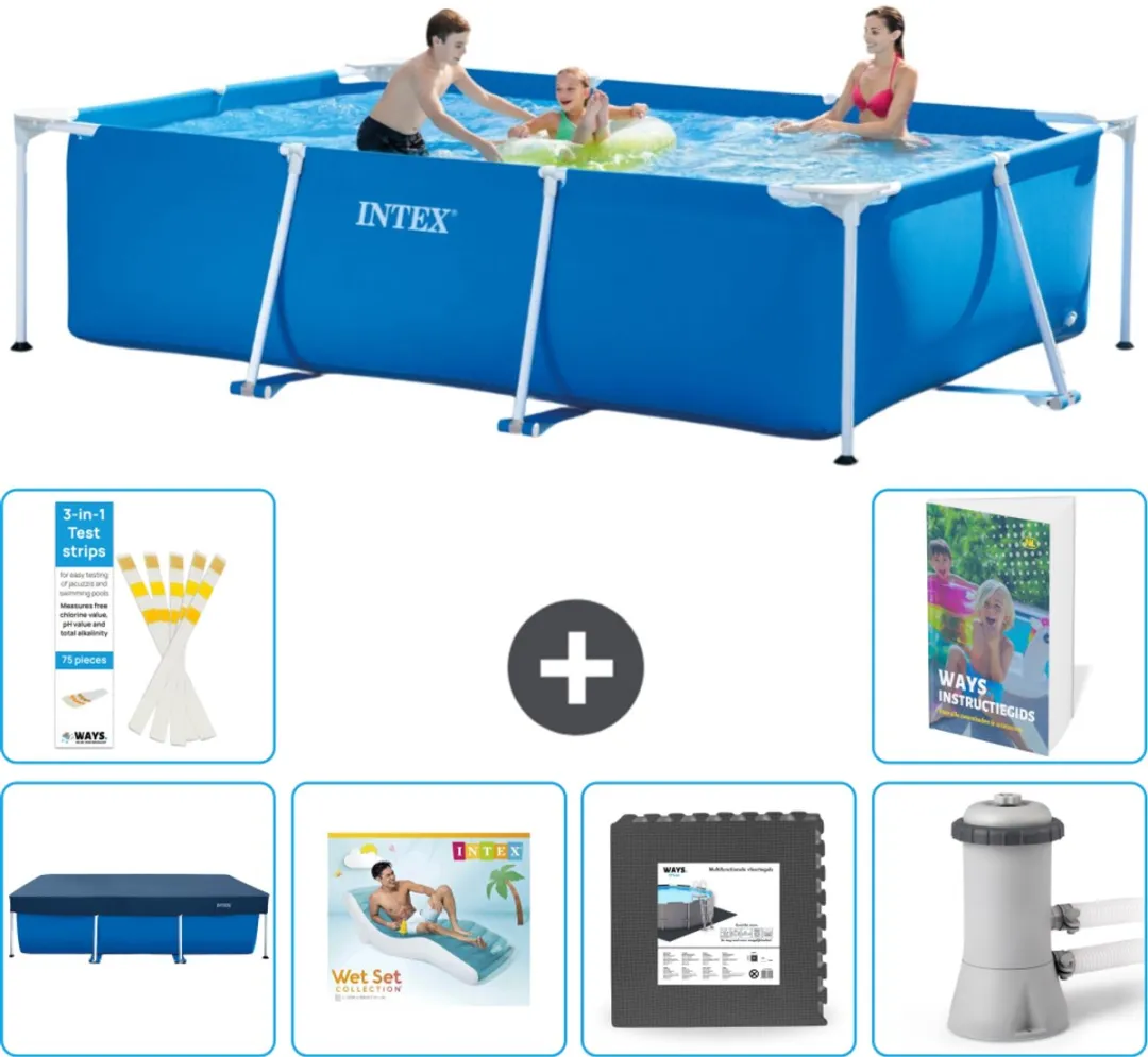 Intex Rechthoekig Frame Zwembad 300x200x75cm - Blauw - 7-delig